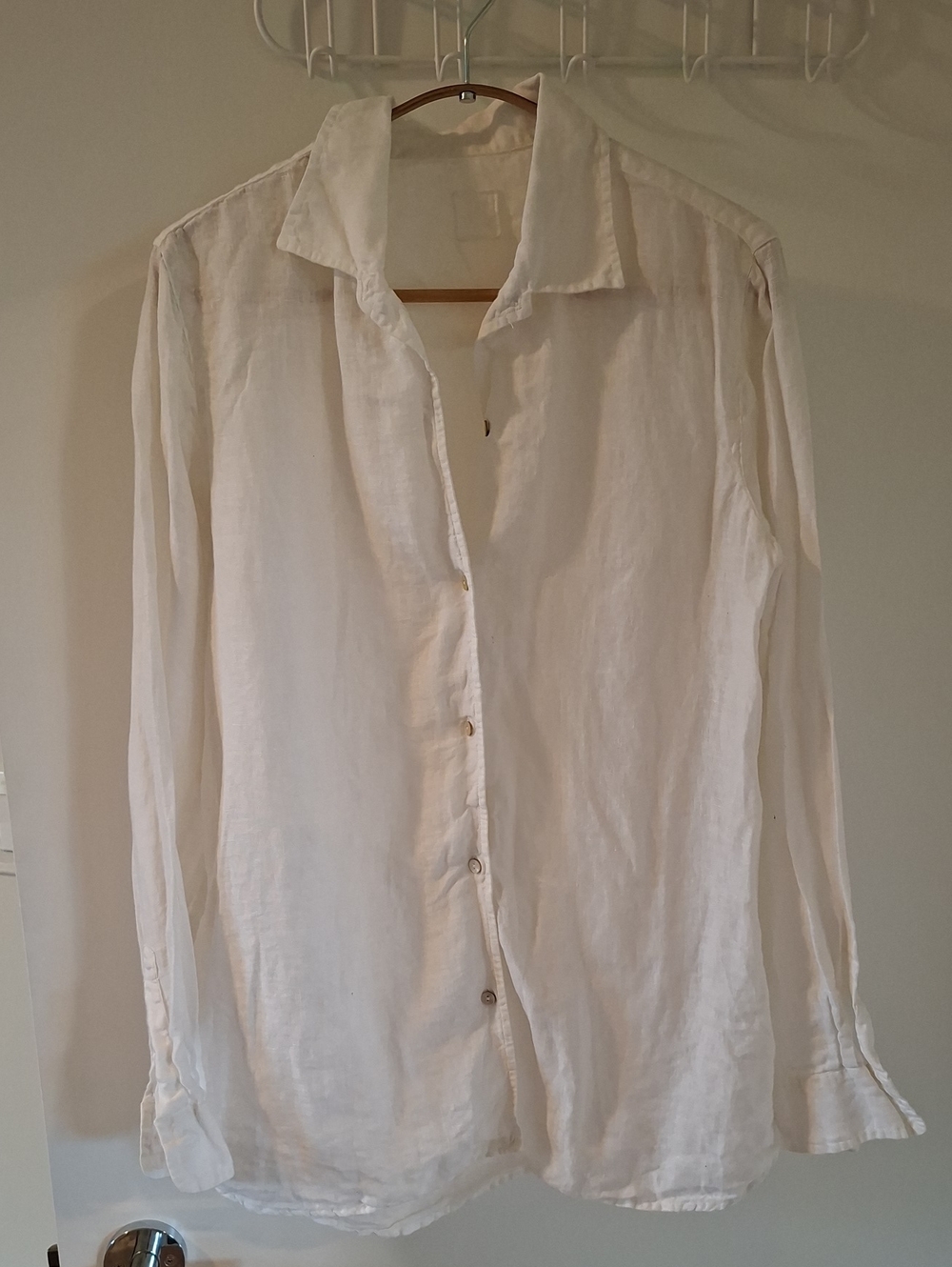 120% Lino Classic Crisp Summer White 100% Linen made in Italy Shirt (Size M)